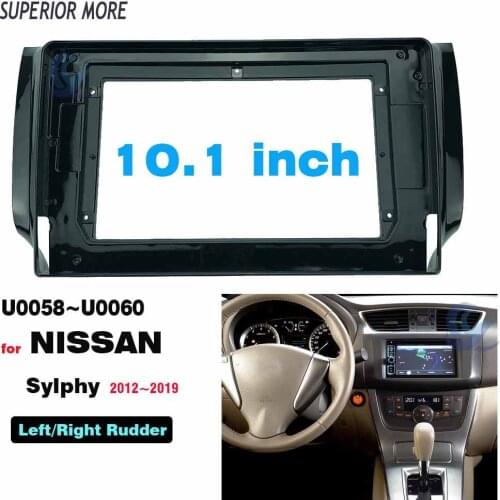 2 Din 10.1 Inch Car Radio Fascia for Nissan Sentra Sylphy 2012-2019 Stereo Panel Dashboard Installation Trim Kit DVD Frame Bezel