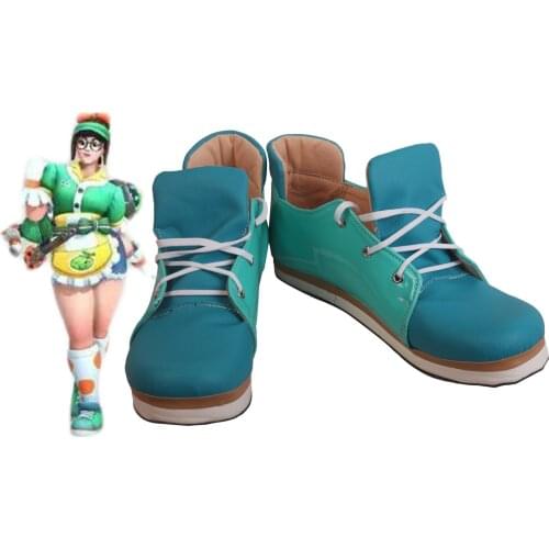 OW Mei Green Cosplay Shoes Boots Custom Made for Halloween Carnival Cosplay Costume Accessory