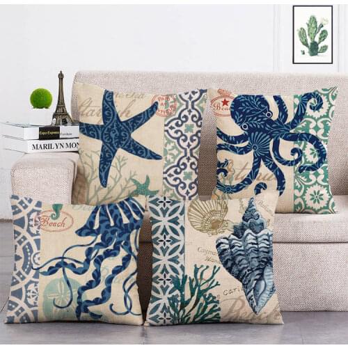 Marine Animals Pattern Cushion Cover Cololful Cartoon Throw Pillowcase for Home Sofa Decorative Pillow Covers T137