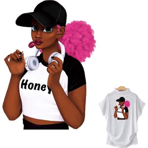 Flower Iron On Patch Honey Girl Stickers Hoodies Tops Diy Thermal Press A-Level Washable Vinyl Rose Decor Patch