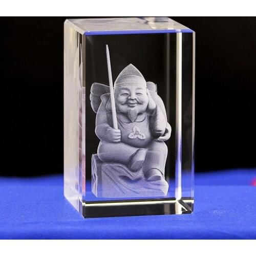 Efficacious HOME family Talisman-Japan Money Drawing Martial god of wealth Ebisu GOD Japan Buddha Figurine 3D Crystal statue