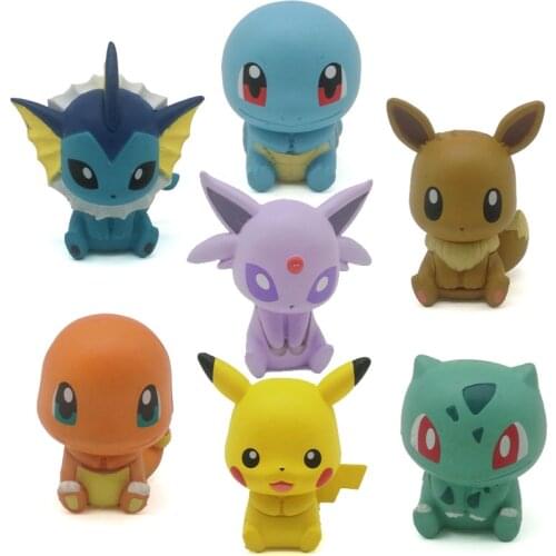 Original Pokemon Anime Figurine Pikachu Action Figurine Cute Big Head Doll Small Ornaments Charmander Kids Toys Room Decor Gifts