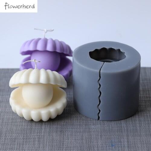 DIY Candle Making Supplies Big Pearl Shell Aromatherapy Candle Mold Resin Molds 3D Fondant Silicone Mold Soap Mold