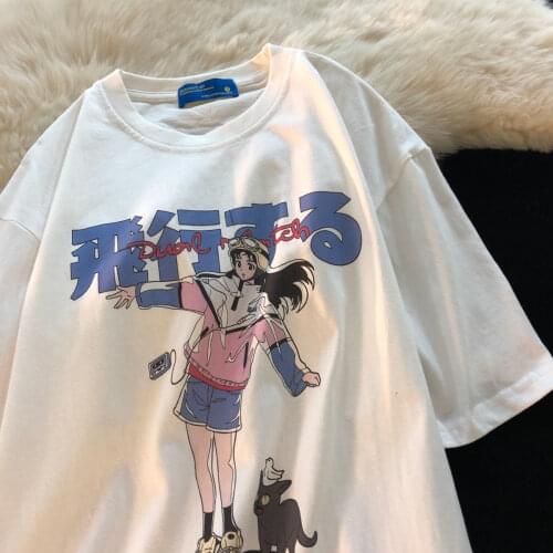 Summer Casual Harajuku Clothing Anime Graffiti Style Tee Hip Hop Short Sleeved Women T Shirt Punk Loose Oversized T-shirts Tops