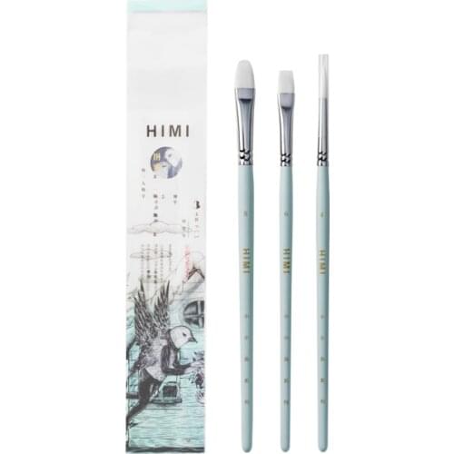 HIMI Gouache Paint Brushes Set 3 Pcs for Acrylic Oil Watercolor Face & Body Gouache Painting Nice Gift Art hobbyist,Kids & Adult