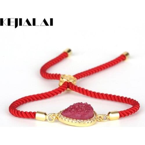 KEJIALAI Women Rope Chain Luxury Natural Crystal Jewelry Adjustable Bracelet Rhinestone Bracelet Temperament Unisex Bracelet 220