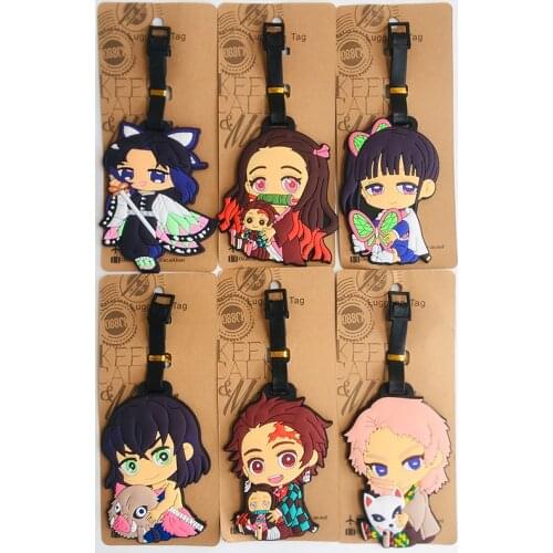 Kimetsu no Yaiba Series Anime Luggage Tag PVC Pendants Portable Travel Label Suitcase Address tags anime new-hot Unisex