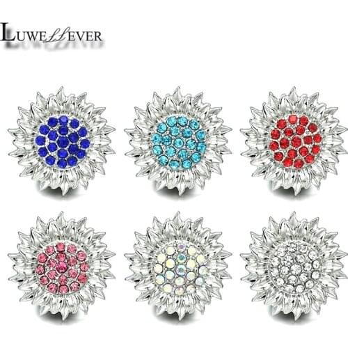 Component w476 Flower Crystal 18mm Metal Snap Button For Bracelet Necklace Interchangeable Jewelry Accessorie Findings