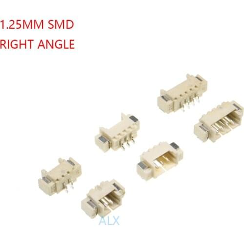 50pcs JST1.25 SMD SMT RIGHT ANGLE connector 1.25MM PITCH MALE pin header 2P/3P/4P/5P/6P/7P/8P/9P/10P/11P/12P FOR PCB BOARD JST