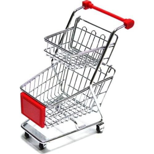 Stainless steel French Fries Basket Creative Shopping Cart Fried Chicken Basket Mini Trolley Double Layer Restaurant Bar Supply