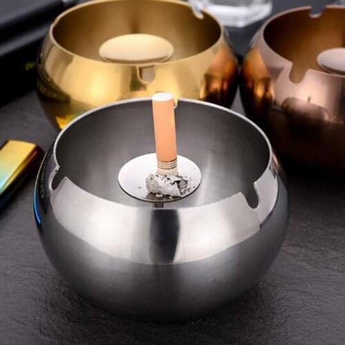 Creative Fashion Cigar Smoking Holder Metal Ash Tray Household Merchandises Stainless Steel ThIcken Drum Windproof Ashtray
