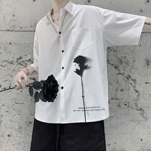 Summer shirt mens short-sleeved shirt lazy style loose-fitting black tie half-sleeve shirt