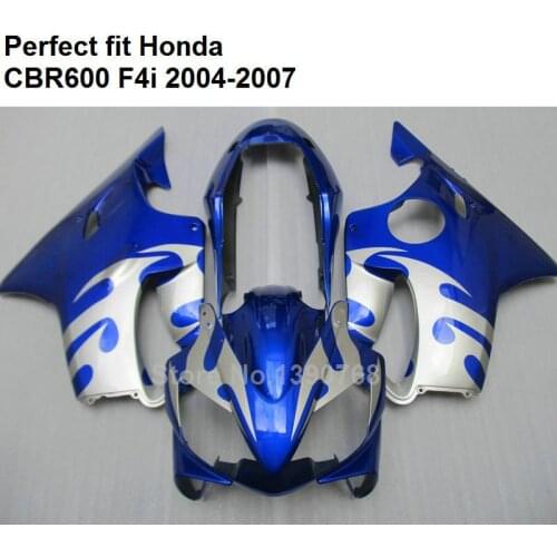 Hot sale fairings for Honda CBR600 F4i 04 05 06 07 silver blue black fairing kit CBR600F4i 2004-2007 HZ151