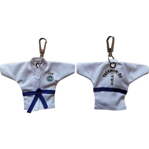 Fashion Keychain ITF Taekwondo Uniform Supplies Cartoon Pendant Popular Taekwondo Kimono Sport Gift Keepsake Key Button key Rin