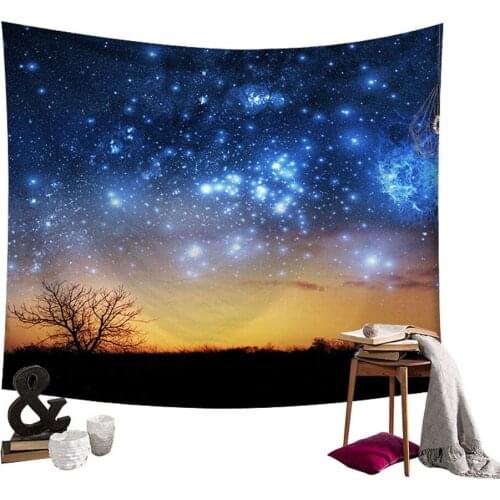 150X130cm Fashion Chic Feather Wall Hanging Tapestry Starry Sky Tapestry Wall Decor for Home Restaurant Decoration