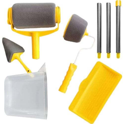 8pc/set Multifunctional Wall Decorative Paint Roller Corner Brush Handle Tool DIY Household Easy to Operate Painting Brushes Kit