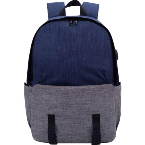 3PCS / LOT New Fashion Backpack for Male Casual School Patchwork Laptop Backpack USB interface Charging Bagpack Men Travel Bag