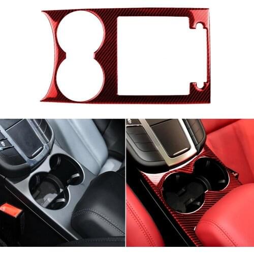 Panel Trim Easy to Install Wear-resistant Red Carbon Fiber Water Cup Holder Trim Cover for Porsche Macan 2014-2021 Car Accessori