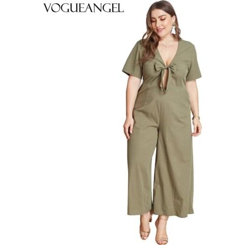 Plus Size 2 Piece Outfits for Women Solid Color Knot Front Strapless Bandeau Crop Top Wide Leg Long Pants Summer Beach Jumpsuits