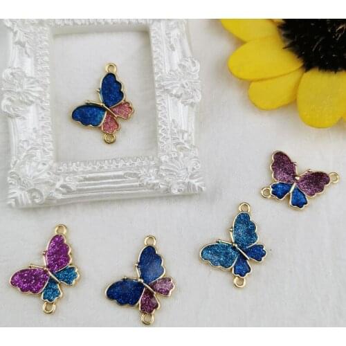 10pcs/lot Colorful Shiny Butterfly Animal Alloy Connectors Charms For Women Girls DIY Necklace Bracelet Jewelry Accessories