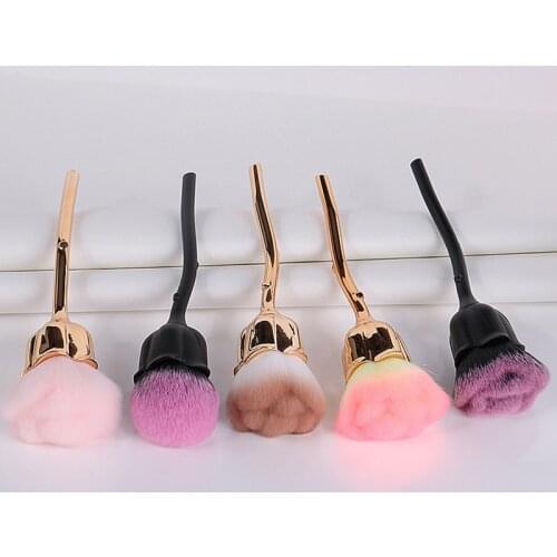 Rose Flower Shape Nail Art Dust Brush Large Size Blush Foundation Loose Powder Makeup Brushes Women Beauty Nail Make Up Tools