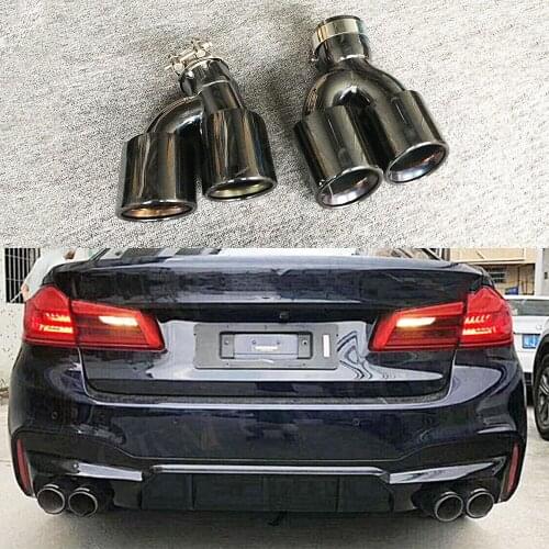Silver/Black Stainless Steel Tail Throat Carbon M Style For BMW 5 Series G30 G38 M5 2017 2018 2019