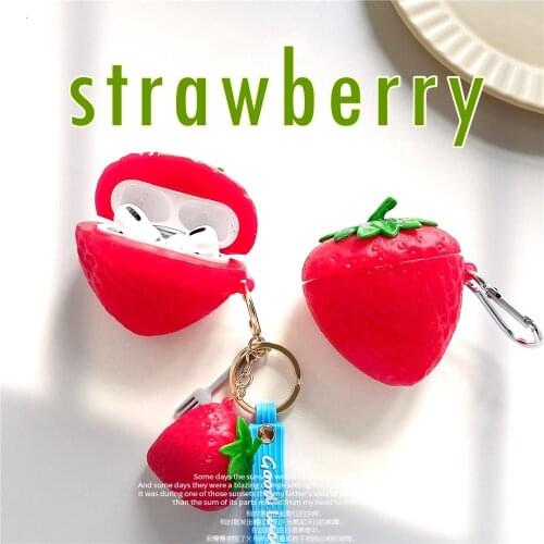 Cute Wireless Bluetooth Earphone Case for Airpods pro 1 2 Cases 3D strawberry soft Silicone headset Headphone Protector Cover