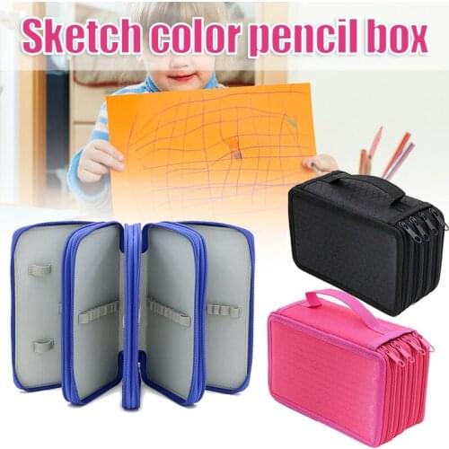 Slots Pencil Case Handy 4 Layers Zipper Colored Pen Holder Bag Large Capacity 72 Slots for Makeup Brush Stationery MUMR999