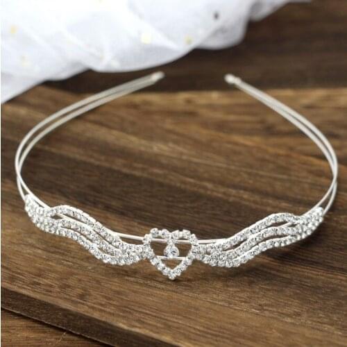 Princess Crystal Tiaras and Crowns Headband Girls Love Heart Bridal Prom Crown Wedding Party Accessiories Hair Jewelry