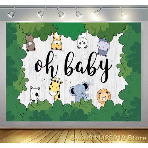 Jungle Animal Baby Birthday Party Decoration Photography Studio Custom Backgrounds Photo Child Room Dressed Up Vinyl Backdrop