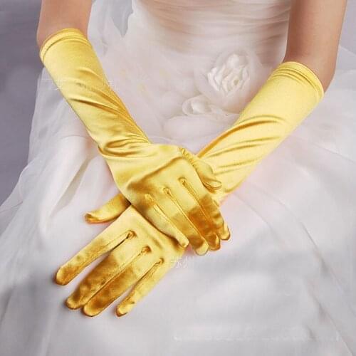 10pc/ lot 38cm 20 color Women lady dancing performance long yellow gloves fashion evening party glove free shipping