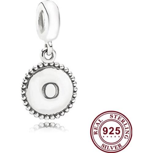 100% 925 Sterling Silver Charm Creative Round Letter Pendant Fit Pandora Women Bracelet & Necklace Diy Jewelry