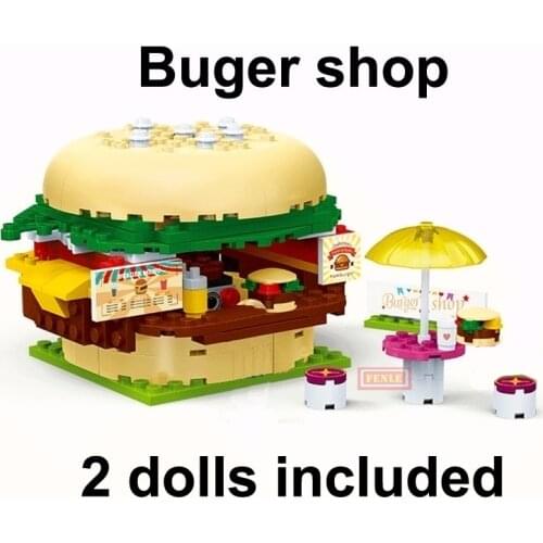 176pcs City Girls compatible Friends amusement park Burger Shop assembled Building Blocks bricks Sets Kids Toys Children Gifts
