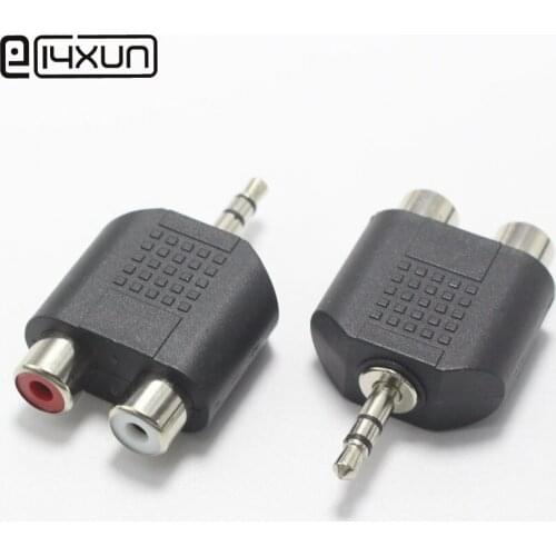 2pcs 3.5mm Male plug to RCA Female jack 3.5 to AV Audio Connector 2 in 1 Stereo Headset Dual Track Headphone