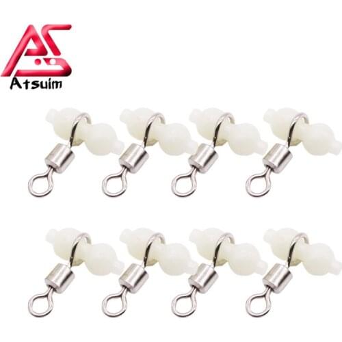 AS 20pcs/lot Luminous Fishing Swivel Connector Rolling Barrel 3 Way Fluorescent Beads Fishhook Lure Line Connector Tackle