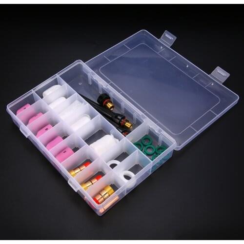 31PCS/Box TIG Welding Torch Accessories Stubby Tig Gas Len 6# -12# Glass Cup + Green O-ring Kit for WP-17/18/26 Welding Torch