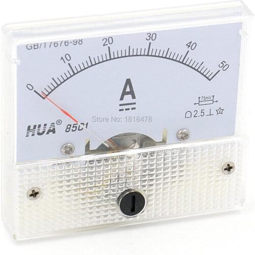 85C1-50A Analog Current Panel Meter DC 0-50A Ammeter Ampere Tester Gauge 64*56mm