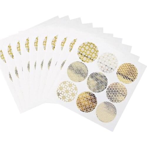 90PCS Gold Round Gliding Transparent Sealing Sticker Cookie Egg Cake Adhesive Sticker Candy Box Decoration Stickers