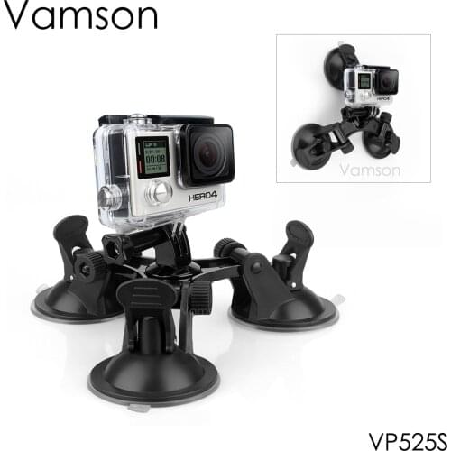 Vamson for Go pro Accessories Tri-angle Suction Cup Tripod Mount for GoPro Hero 7 6 5 4 for Xiaomi for Yi for SJ40 VP525S