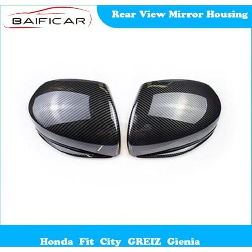 Baificar Brand New High Quality 2Pcs Carbon Fiber ABS Side Rear View Mirror Housing Replacement for Honda Fit City GREIZ Gienia