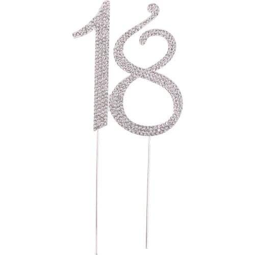 Glitter Crystal Rhinestone Numbers Anniversary Birthday Party Cake Topper 18