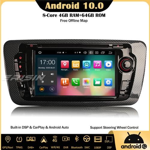 Erisin 8122 Android 10.0 8-Core Car Stereo Autoradio DVD for Seat IBIZA DSP GPS Wifi CarPlay TPMS DAB+ OBD Bluetooth DVR SWC 4G
