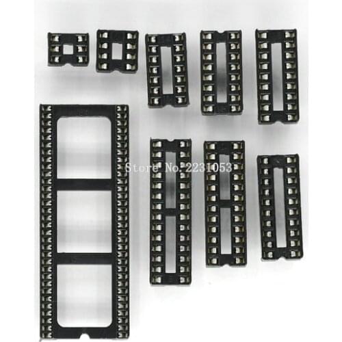 20PCS IC Seat 6 8 14 16 18 20 24 28 64 pin 2.54 mm Pin Pitch MCU Socket Chip Base IC Sockets Slot Adaptor Solder Type