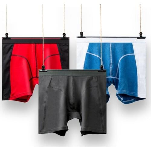 Cotton Comfortable Mens Underwear Mid Waist U Convex Anti-wear Legs Mens Boxer Pants High Elastic Sports Fitness