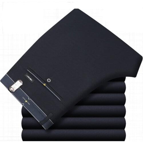 ICPANS Mens Trouser Office formal Business Smart Suit Pants Men Polyester Cotton Classic Wedding Dress Pants Men Black Blue 2019