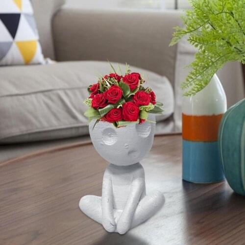 Human Shaped Art Sculpture Flower Vase Plant Pot Desktop Decor