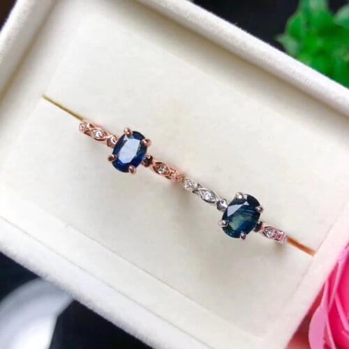 Exquisite blue sapphire gemstone ring for women jewelry natural gem real 925 silver gold plated lucky birthstone