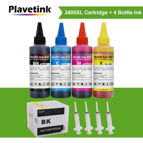Plavetink PGI-2400XL Printer Ink Cartridge + 4×100ml Bottle Ink Refill Kits Compatible For Canon PGI 2400 MAXIFY IB4040 IB4140