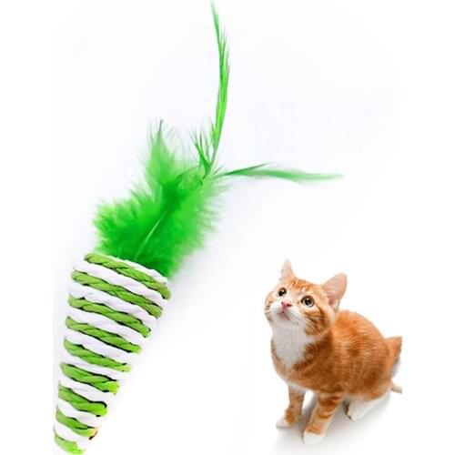 Cat Sisal Toy Cat Scratcher Toy Kitten Fake Feather Carrot Shaped Cat Sisal Toy Cat Scratcher Toy Lifelike Pet Cat Favors Toy