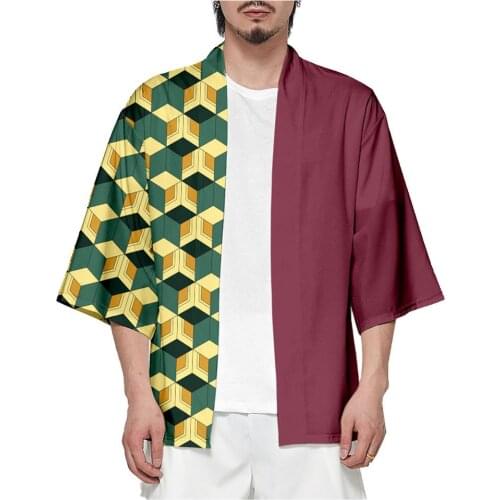 Demon Slayer Kimetsu no Yaiba Cosplay Shirt kimono Tomioka Giyuu Cosplay Costume Adult T-shirt Cape Robe